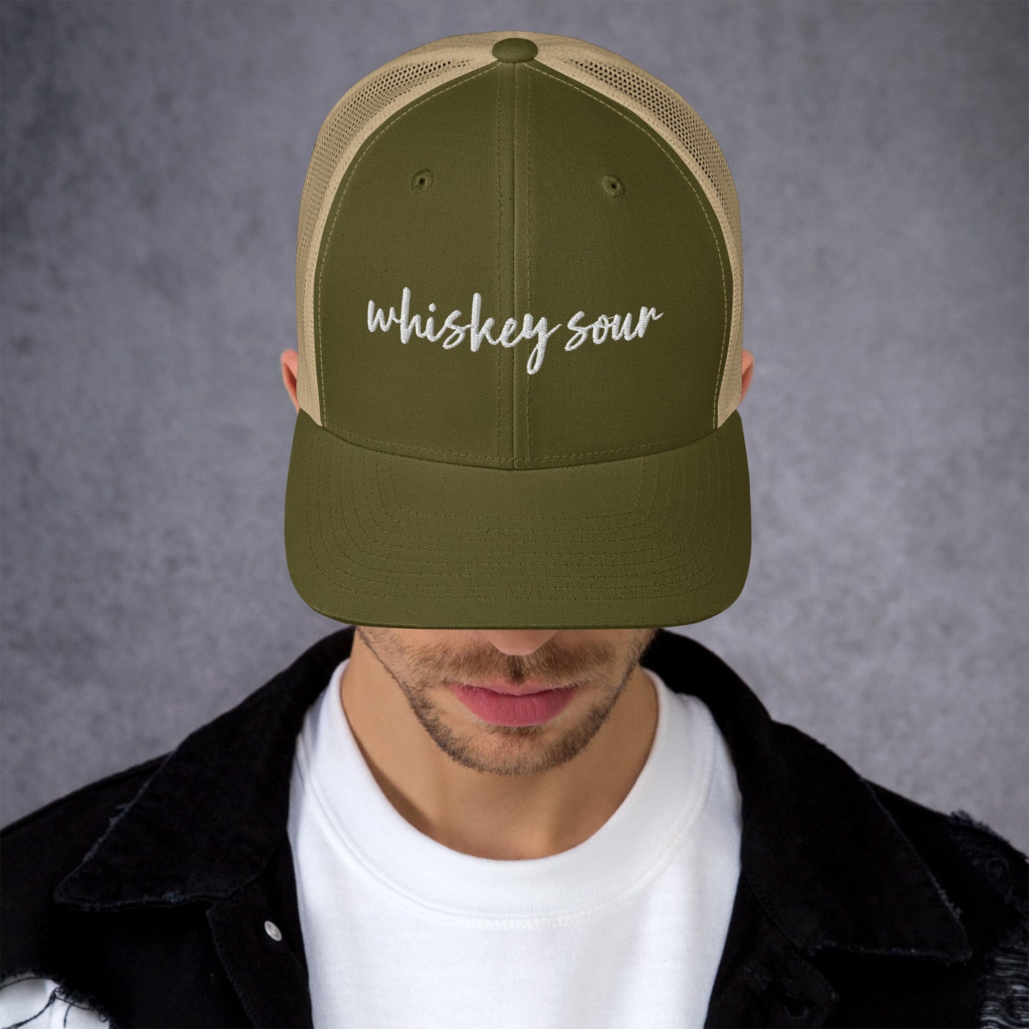 Whiskey Sour Drink Hat, Drink Order Cap, Trucker Hat