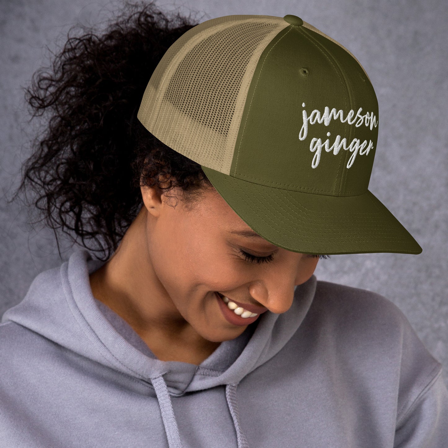 Jameson and Ginger Drink Hat, Drink Order Cap, Trucker Hat