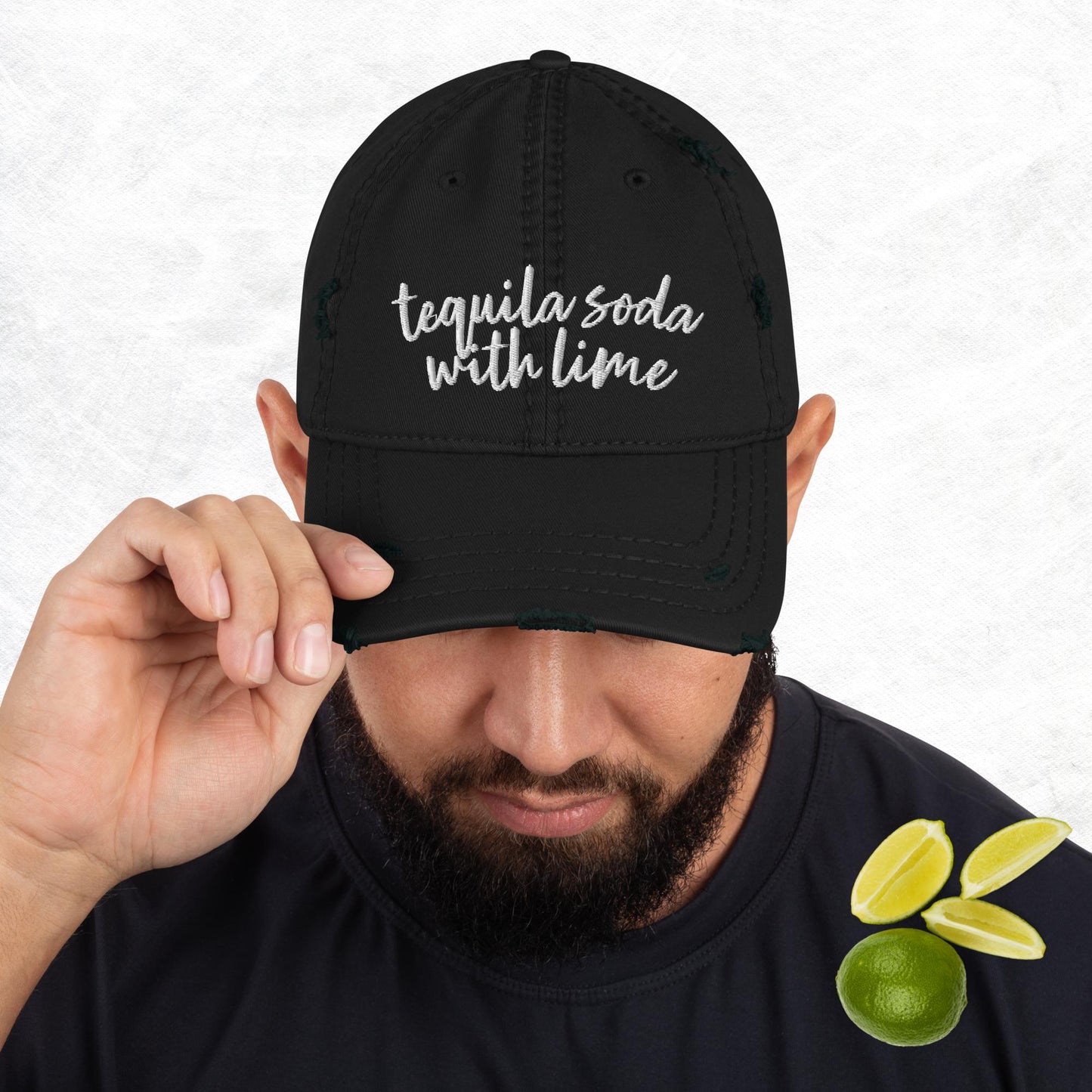 Tequila Soda Lime, Drink Order, Distressed Dad Hat