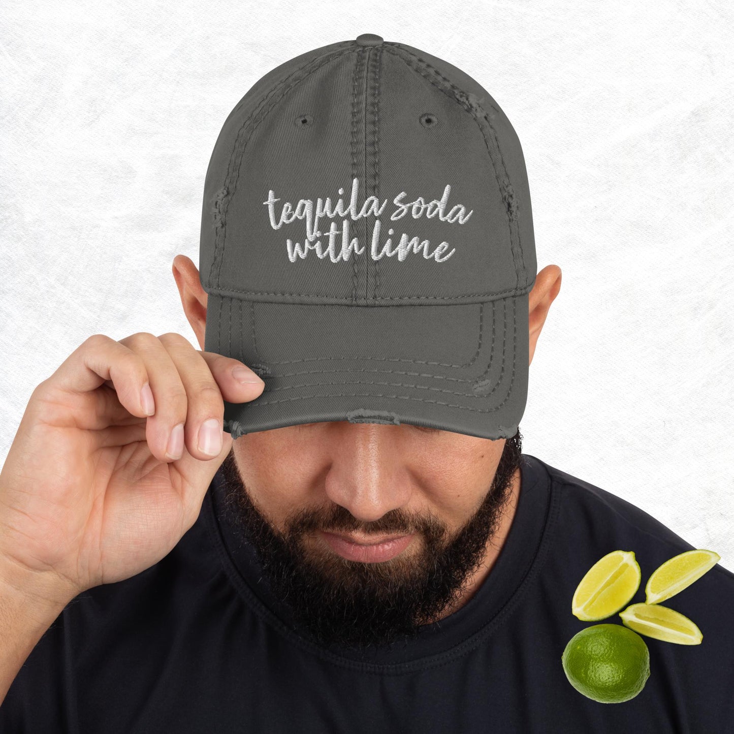 Tequila Soda Lime, Drink Order, Distressed Dad Hat