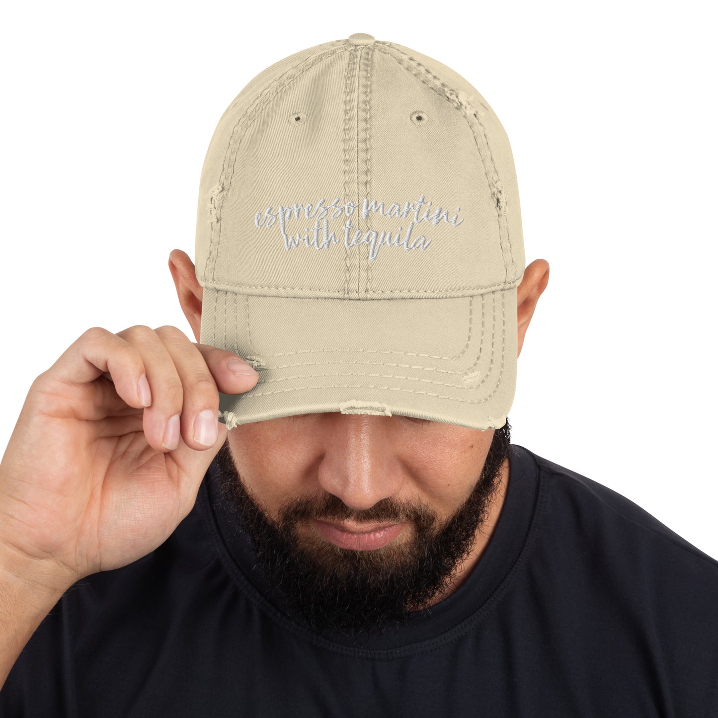 Tequila Espresso Martini, Drink Hat, Drink Order Cap, Distressed Dad hat