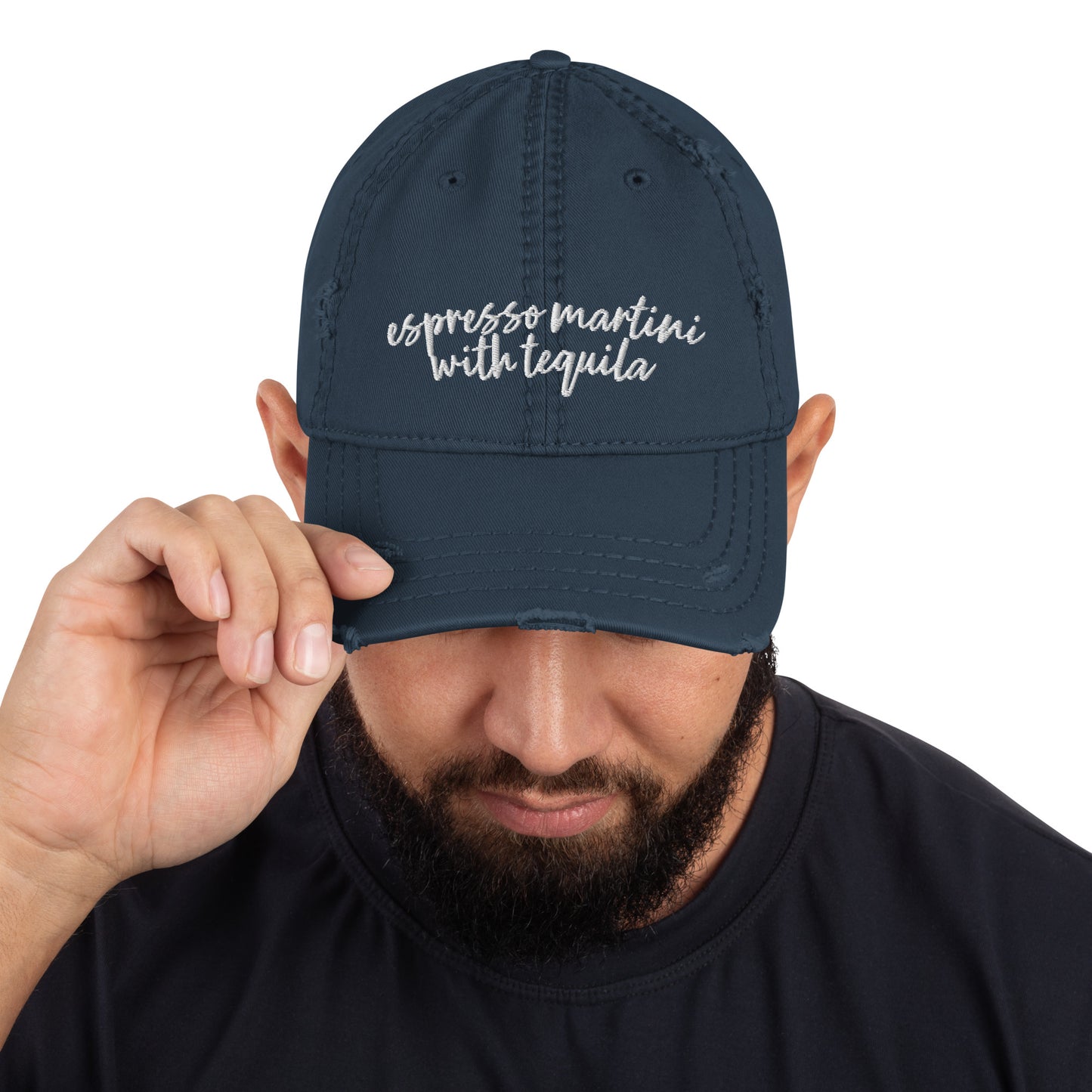 Tequila Espresso Martini, Drink Hat, Drink Order Cap, Distressed Dad hat