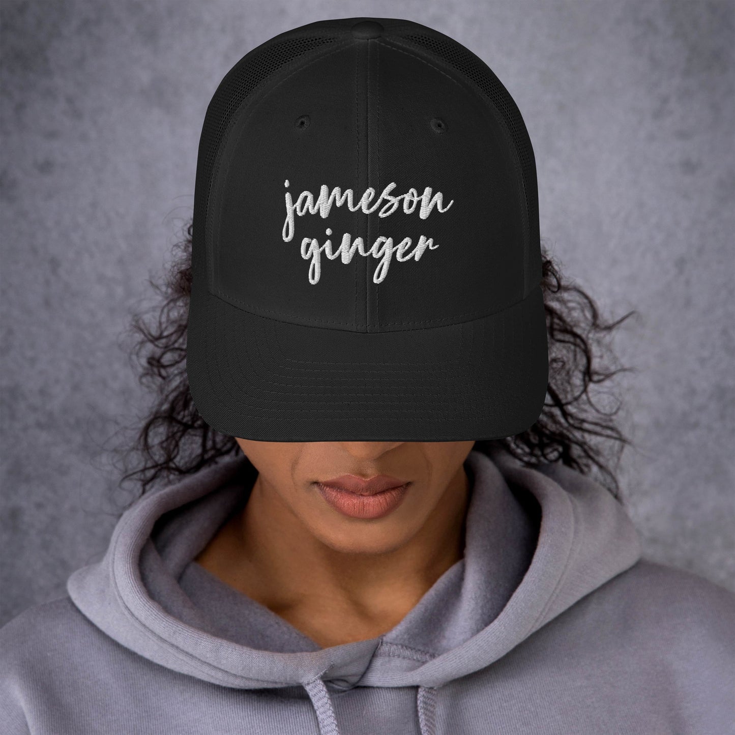 Jameson and Ginger Drink Hat, Drink Order Cap, Trucker Hat