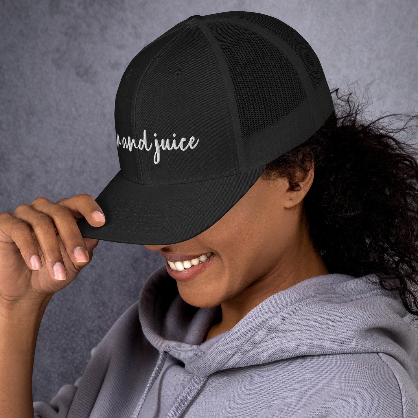 Gin and Juice drink hat, drink order cap, trucker