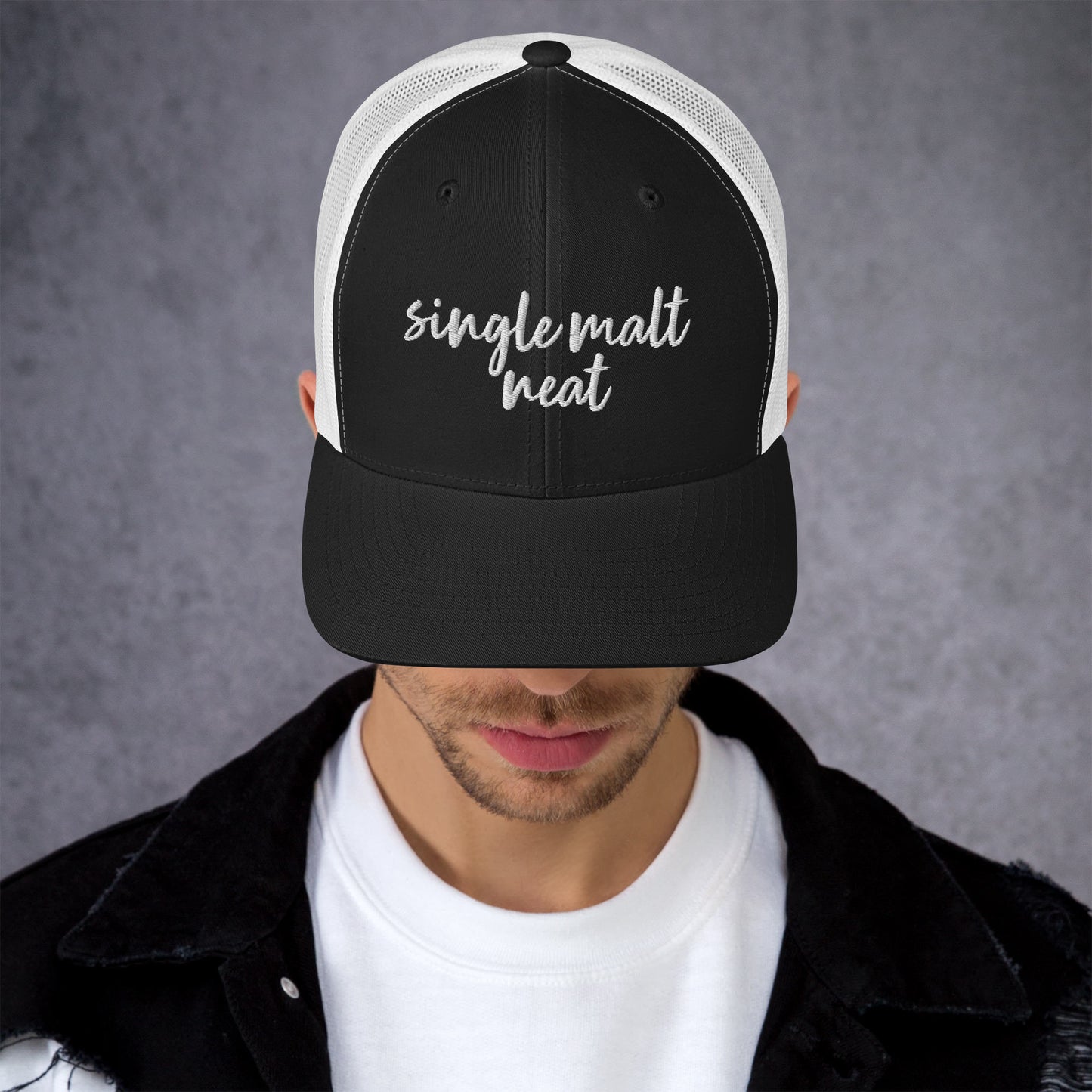 Single Malt Neat Drink Hat, Drink Order Cap, Trucker Hat
