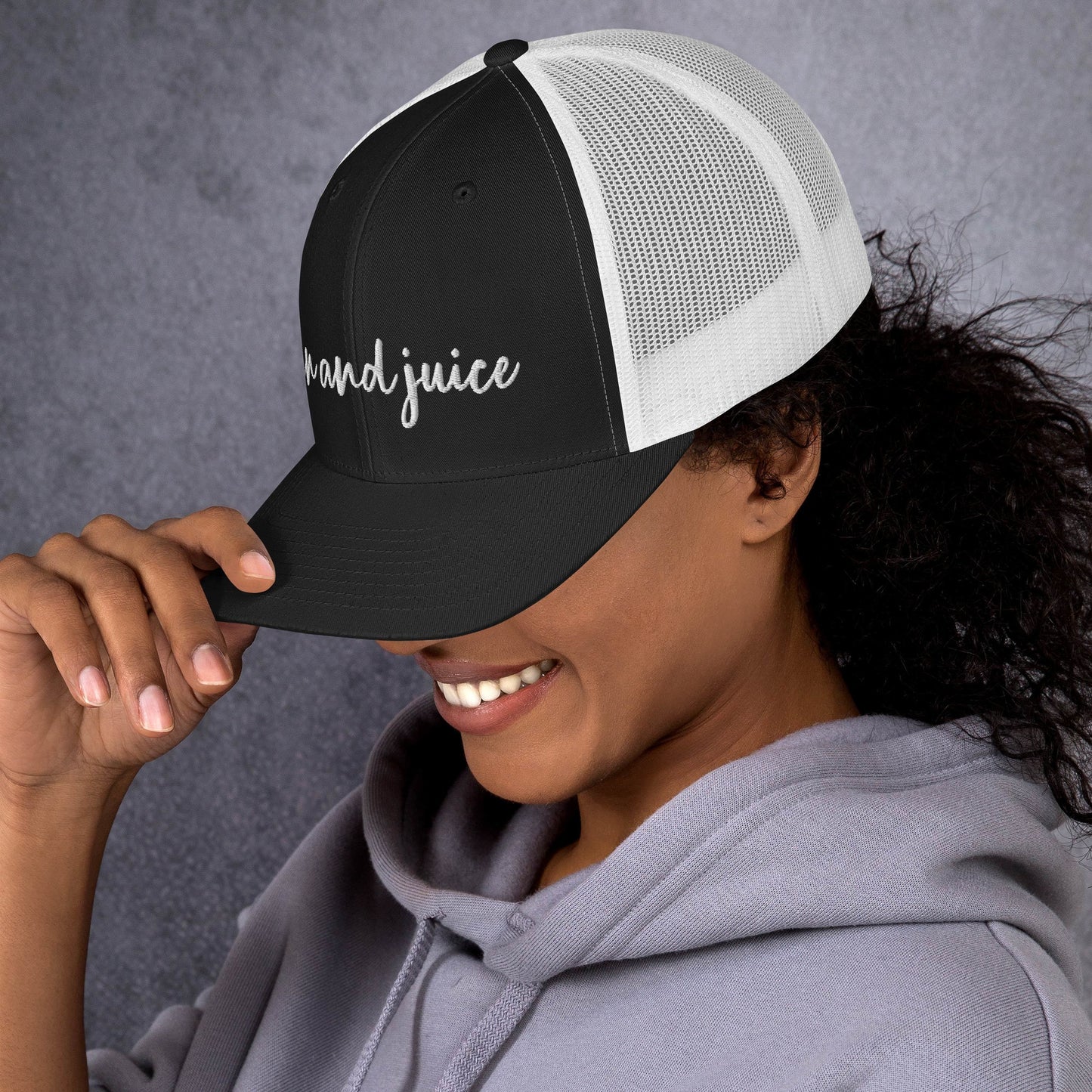 Gin and Juice drink hat, drink order cap, trucker
