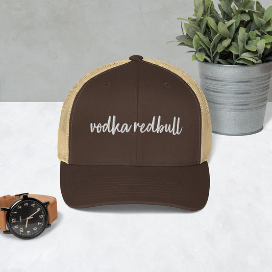 Vodka Redbull Drink Hat, Drink Order Cap, Trucker Hat