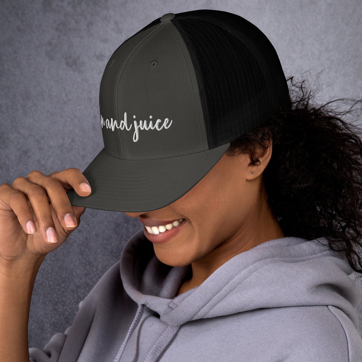 Gin and Juice drink hat, drink order cap, trucker