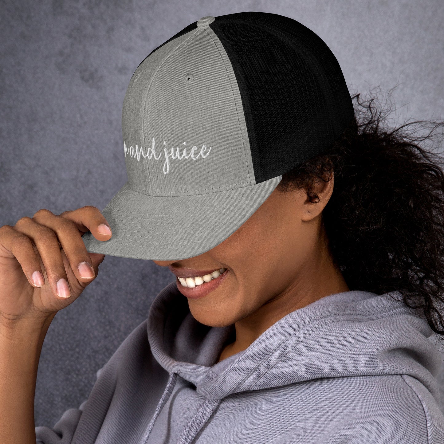 Gin and Juice drink hat, drink order cap, trucker