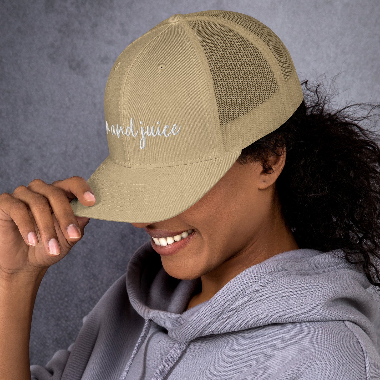 Gin and Juice drink hat, drink order cap, trucker