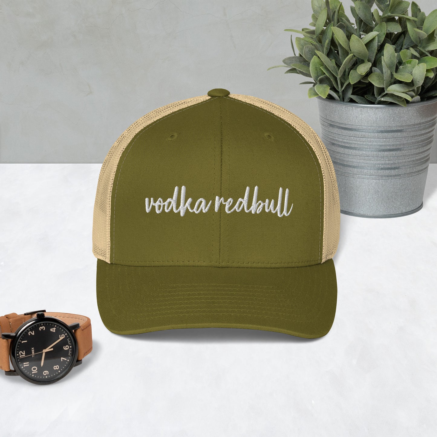 Vodka Redbull Drink Hat, Drink Order Cap, Trucker Hat