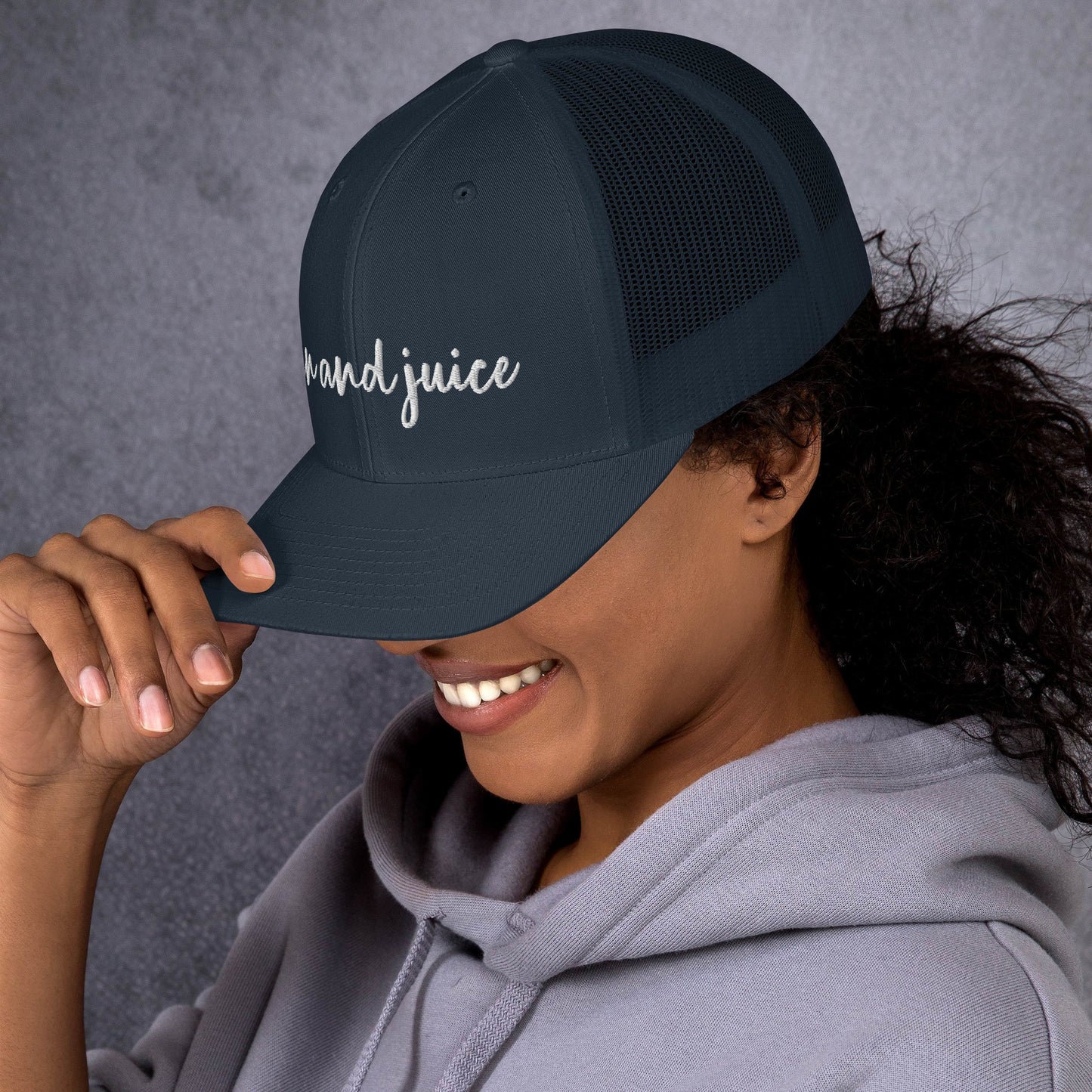 Gin and Juice drink hat, drink order cap, trucker