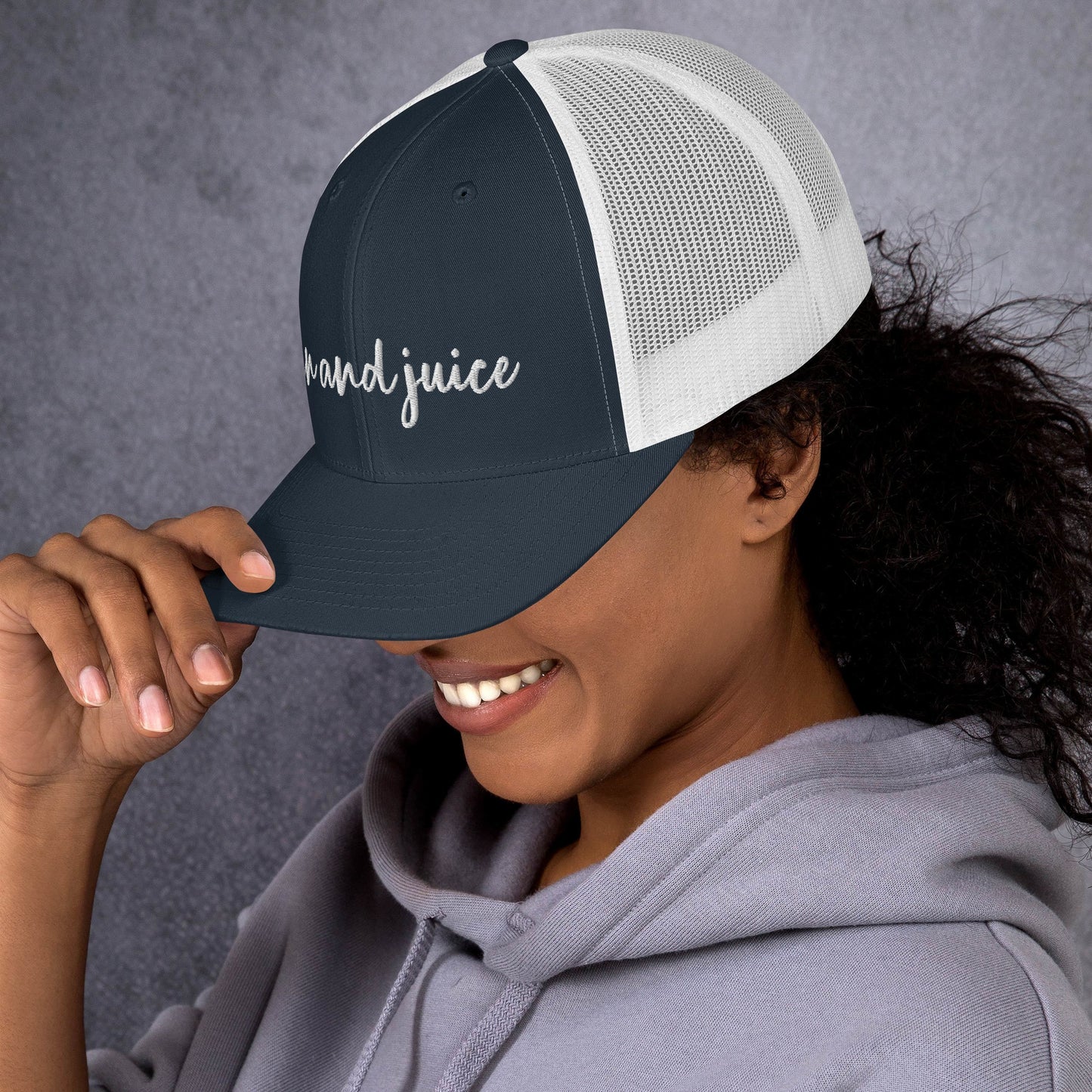 Gin and Juice drink hat, drink order cap, trucker