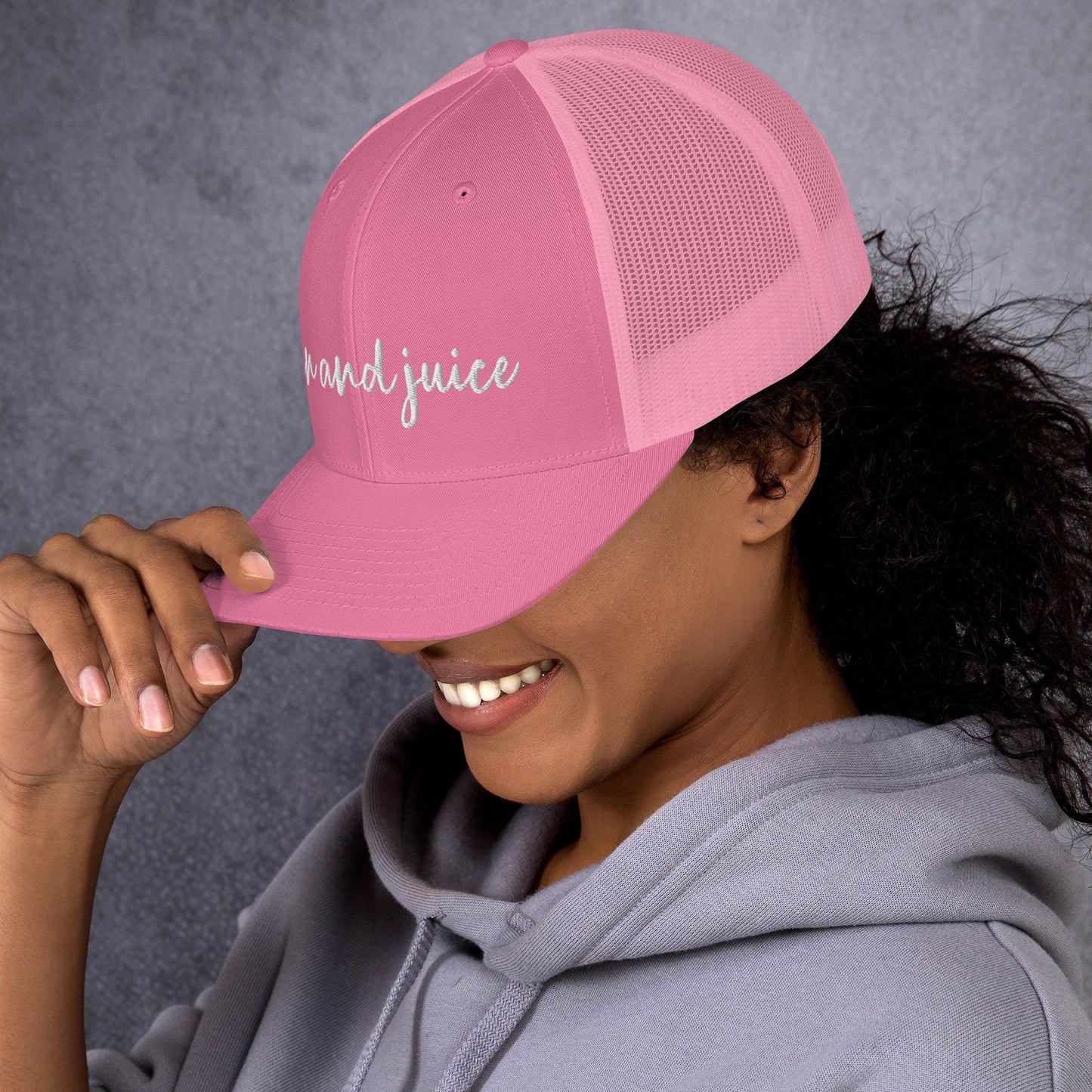 Gin and Juice drink hat, drink order cap, trucker