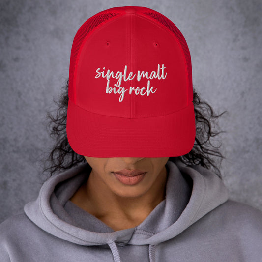 Single Malt Big Rock Drink Hat, Drink Order Cap, Trucker Hat