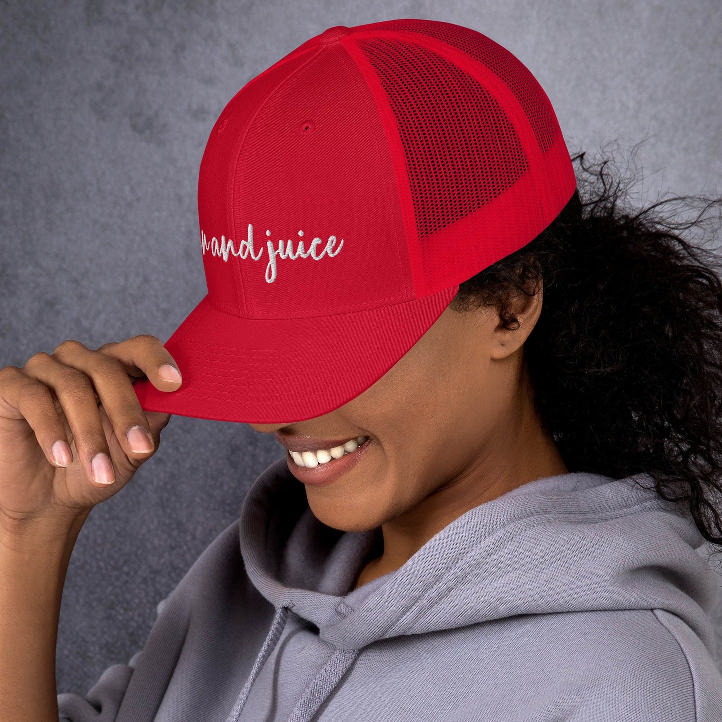 Gin and Juice drink hat, drink order cap, trucker