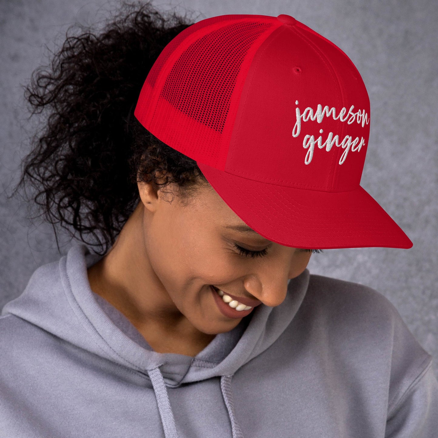 Jameson and Ginger Drink Hat, Drink Order Cap, Trucker Hat